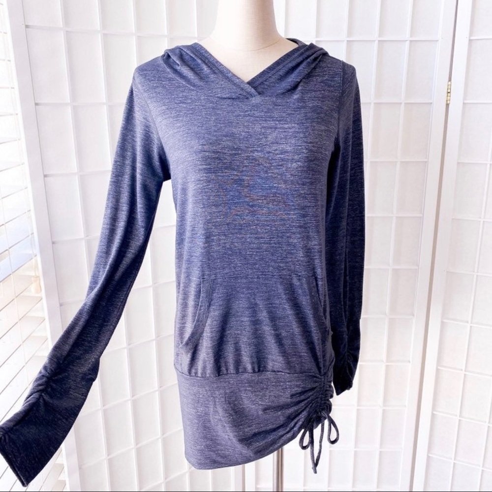 Beyond Yoga Heather Grey Ruched Side Long Sleeve Activewear Hoodie View 3